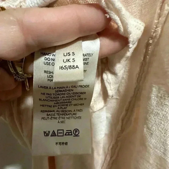 Free People FP Green Team Painted Linen Cotton Blend Tee Size Small EUC - Picture 5 of 7